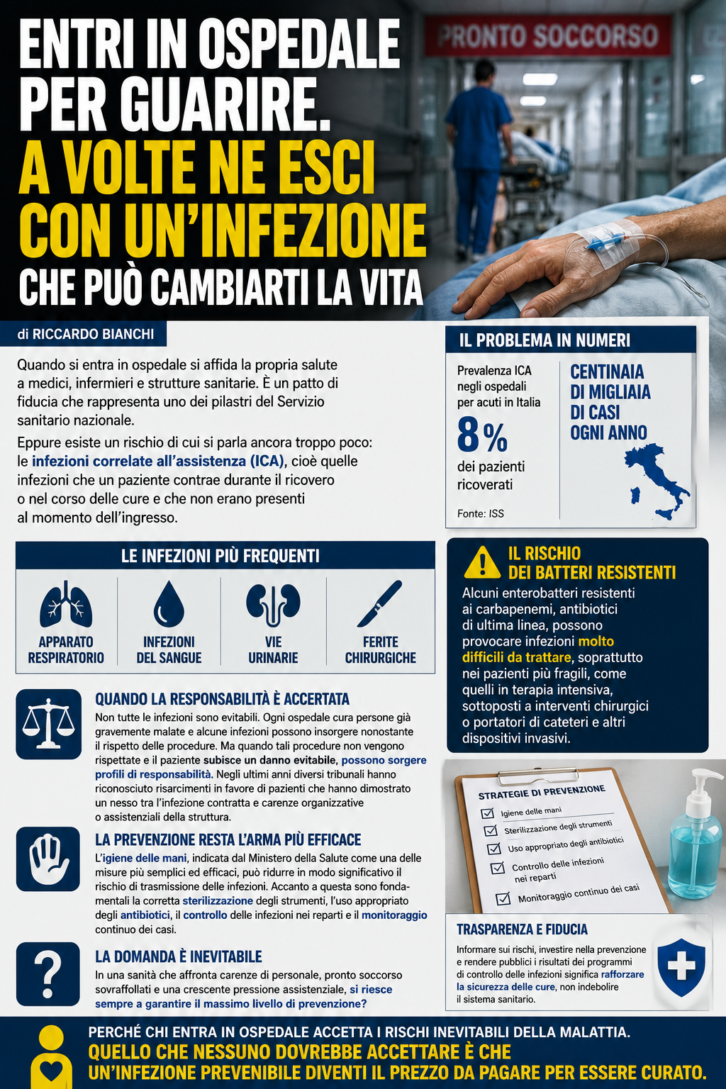 Entri in ospedale per guarire. A volte ne esci con un’infezione che può cambiarti la vita