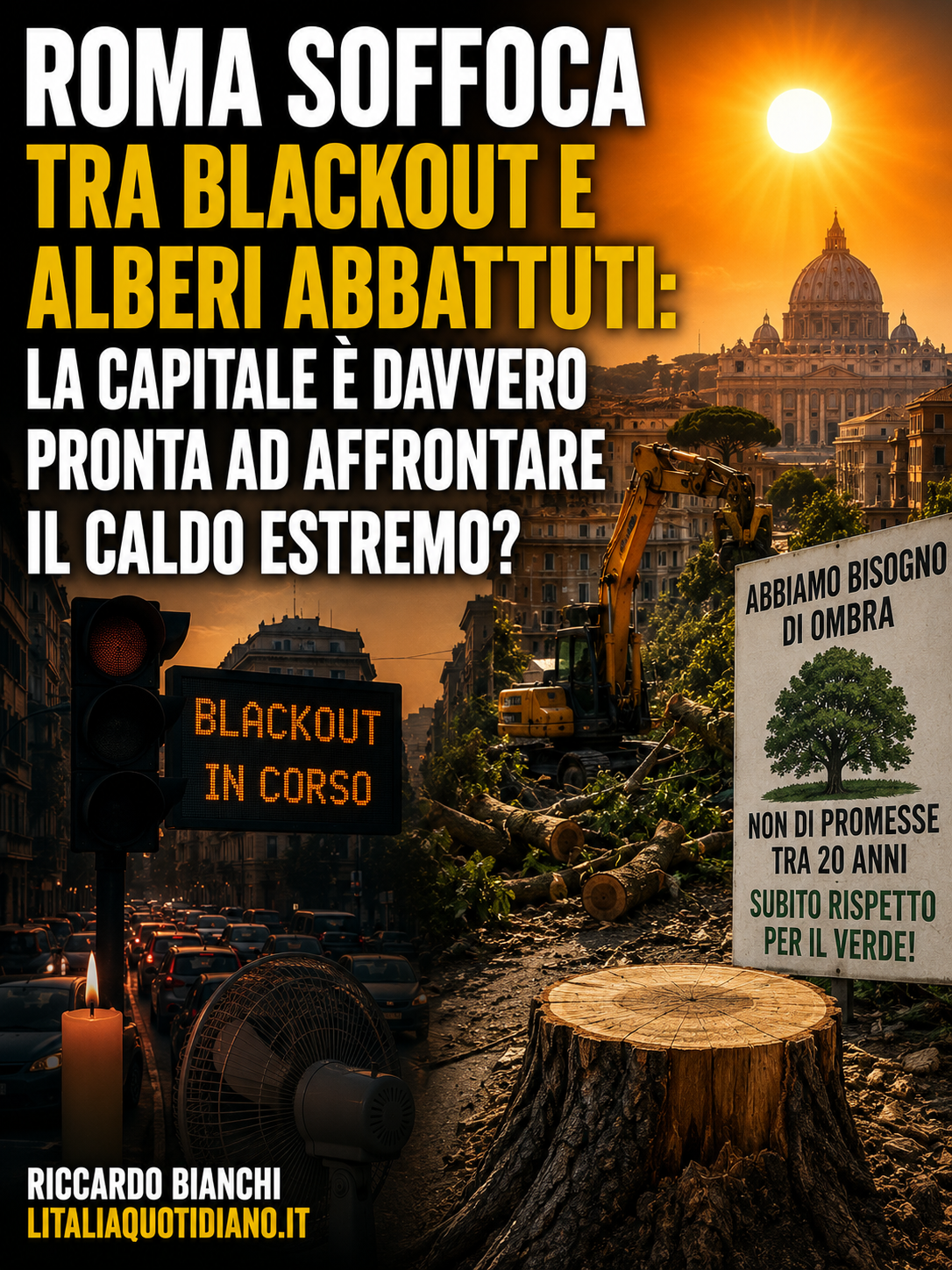 Roma soffoca tra blackout e alberi abbattuti: la Capitale è davvero pronta ad affrontare il caldo estremo?