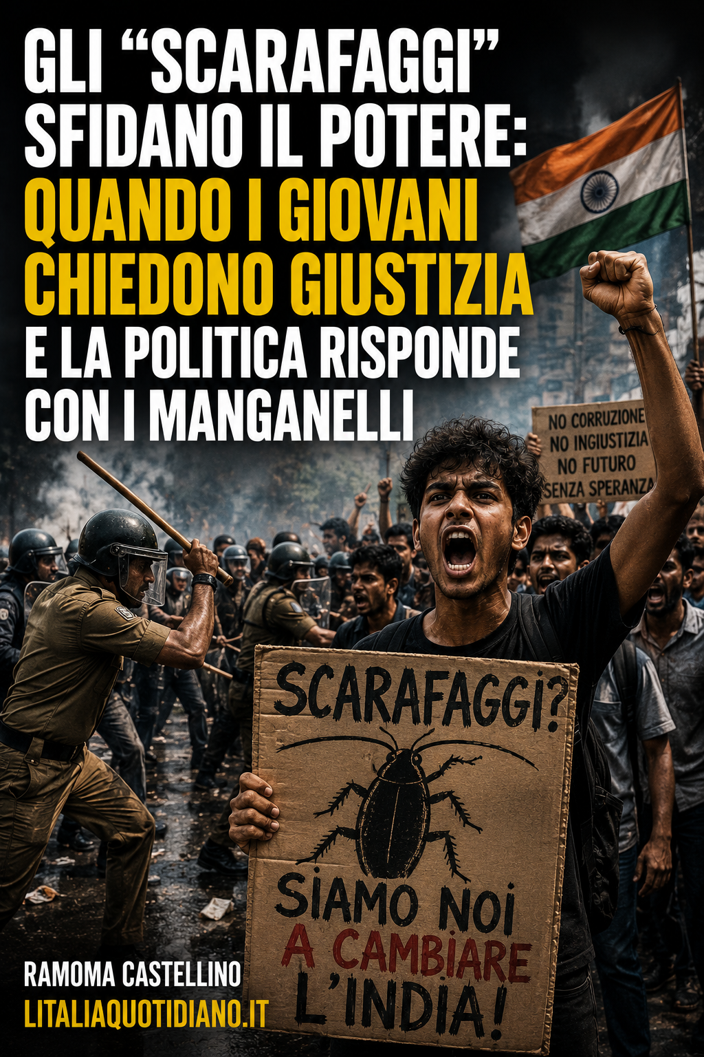 Gli “scarafaggi” sfidano il potere: quando i giovani chiedono giustizia e la politica risponde con i manganelli
