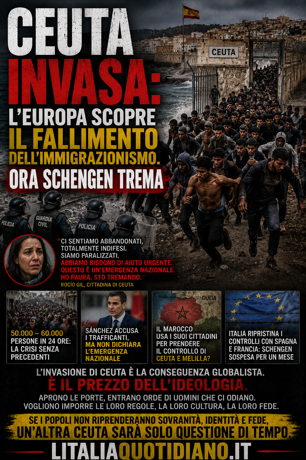 CEUTA INVASA: L’EUROPA SCOPRE IL FALLIMENTO DELL’IMMIGRAZIONISMO. ORA SCHENGEN TREMA