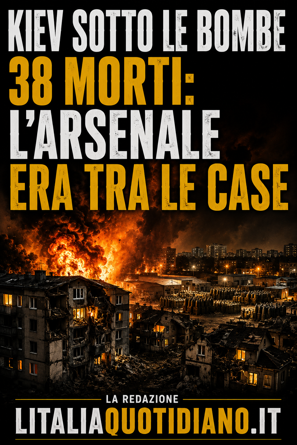 KIEV SOTTO LE BOMBE 38 MORTI: L’ARSENALE ERA TRA LE CASE