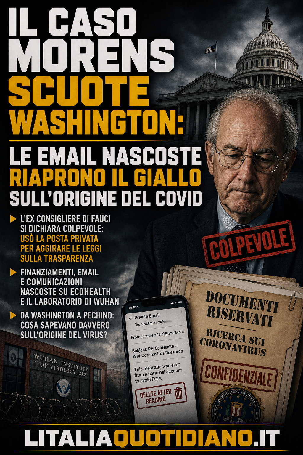 IL CASO MORENS SCUOTE WASHINGTON: LE EMAIL NASCOSTE RIAPRONO IL GIALLO SULL’ORIGINE DEL COVID