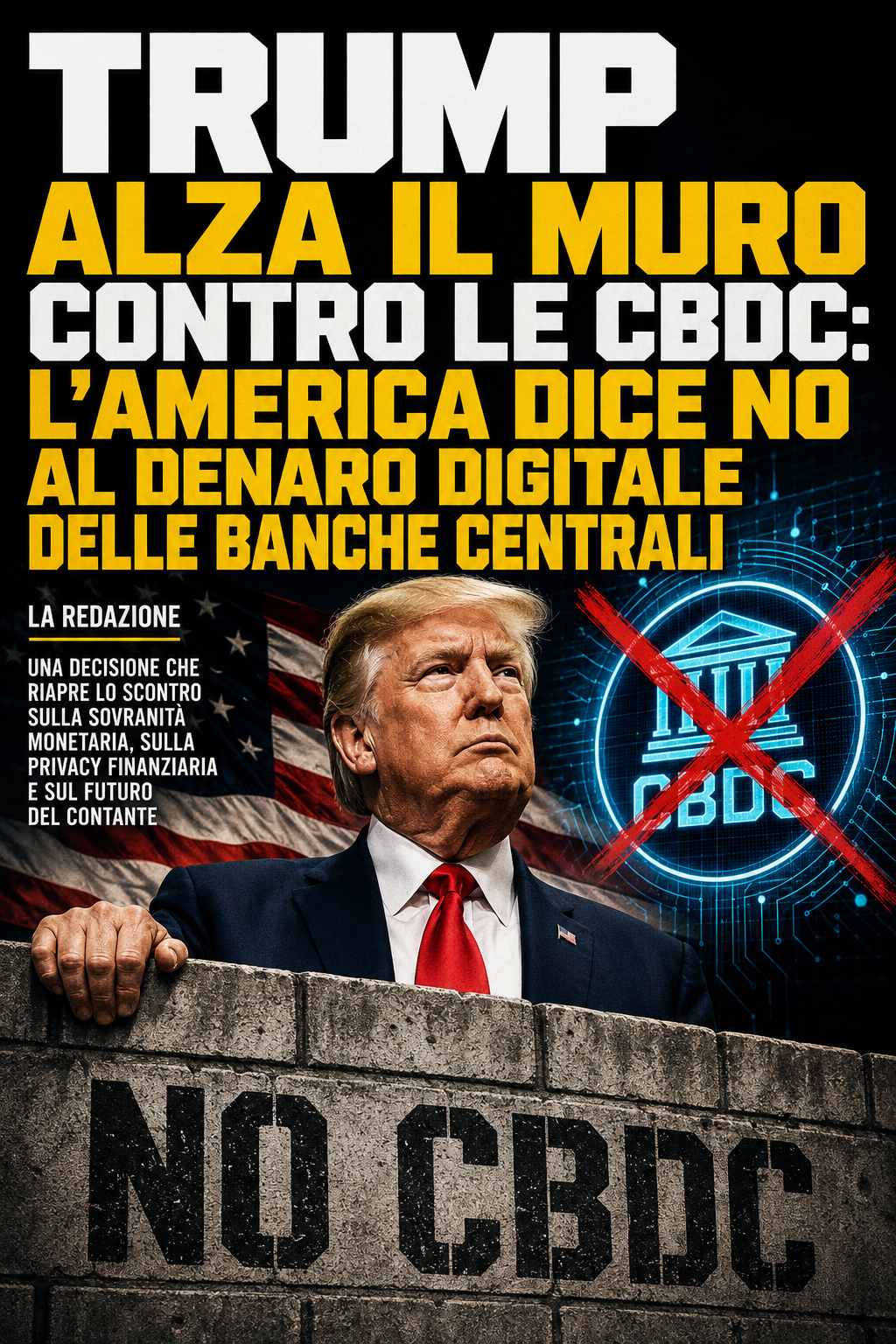 TRUMP ALZA IL MURO CONTRO LE CBDC: L’AMERICA DICE NO AL DENARO DIGITALE DELLE BANCHE CENTRALI