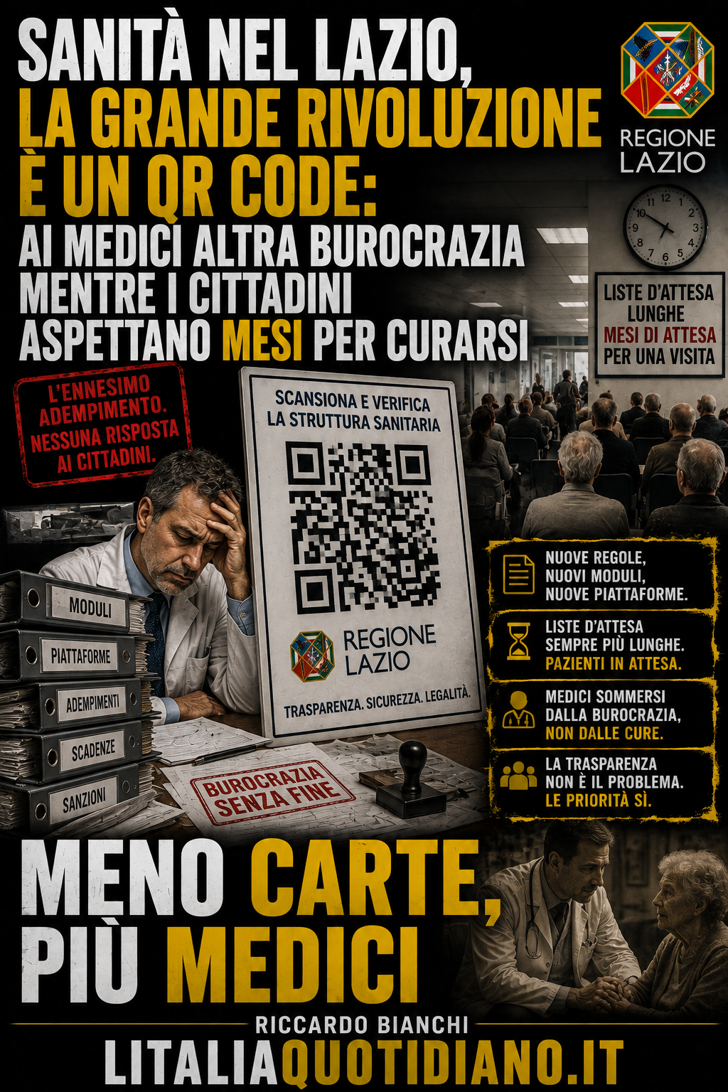 Sanità nel Lazio, la grande rivoluzione è un QR Code: ai medici altra burocrazia mentre i cittadini aspettano mesi per curarsi