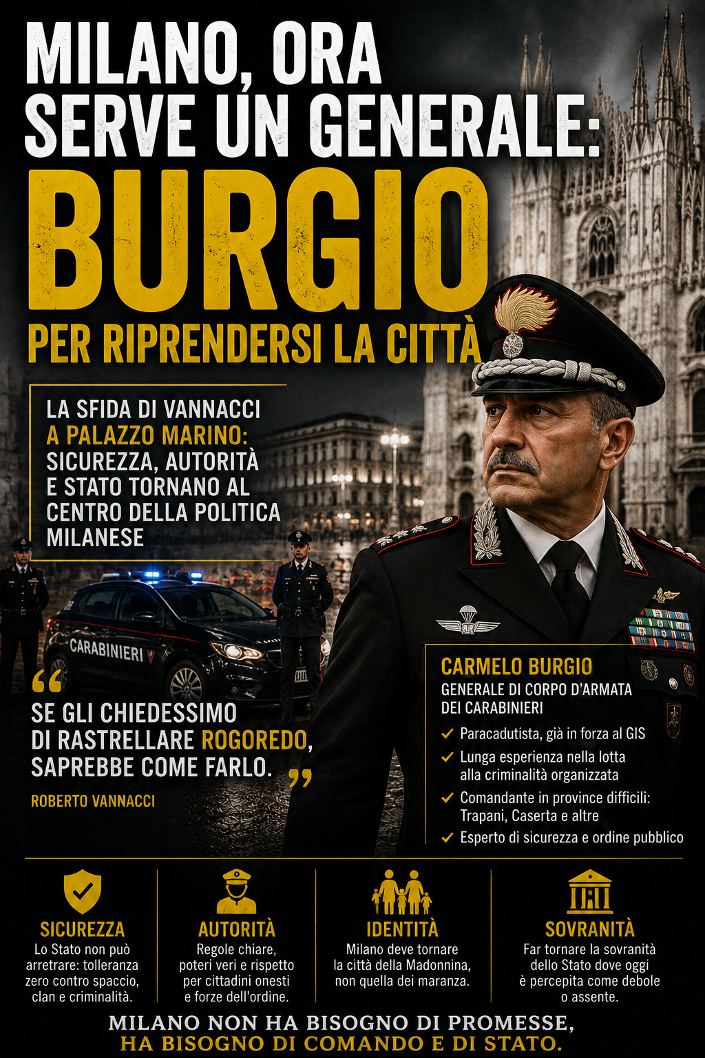 MILANO, ORA SERVE UN GENERALE: BURGIO PER RIPRENDERSI LA CITTÀ
