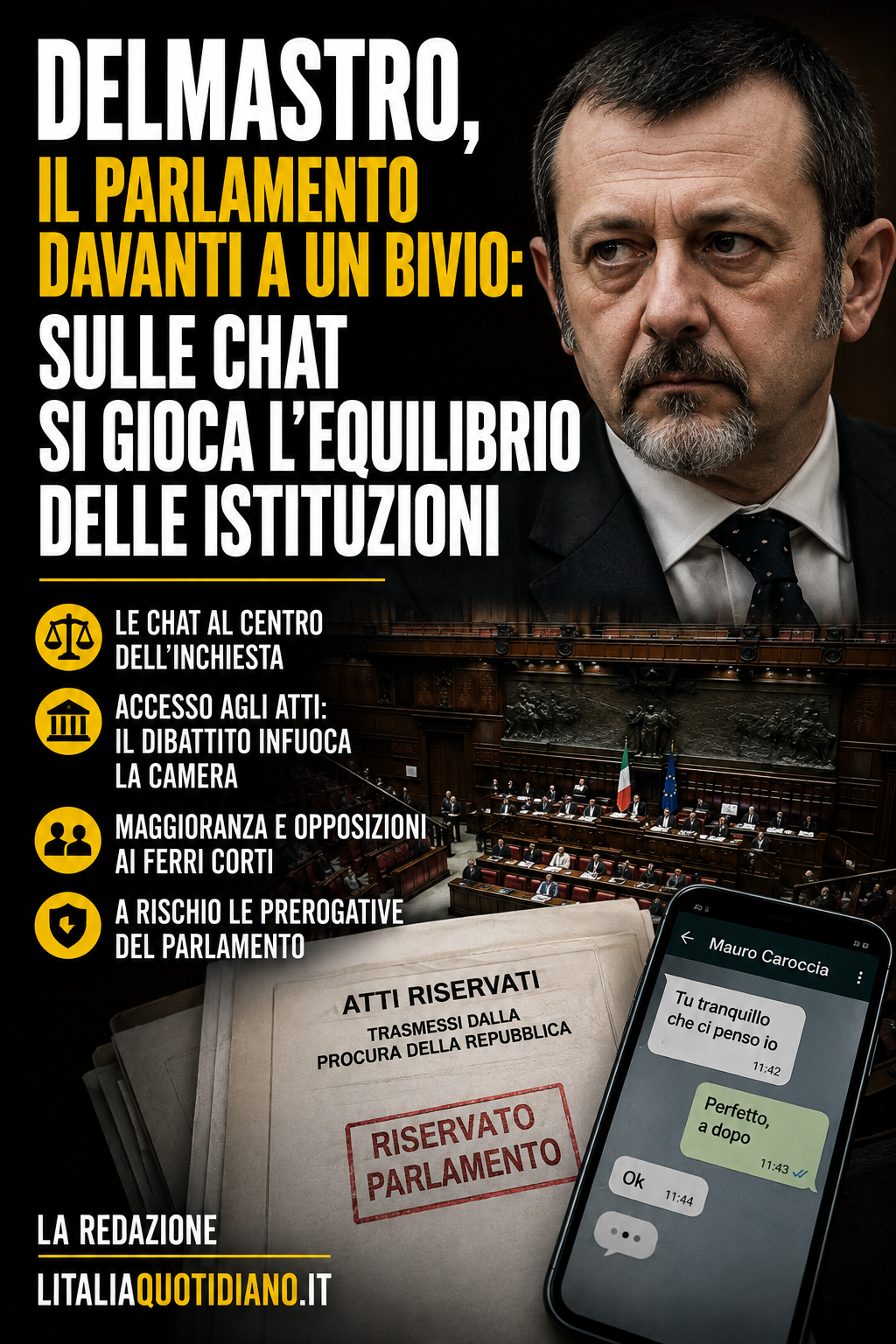 Delmastro, il Parlamento davanti a un bivio: sulle chat si gioca l’equilibrio delle istituzioni