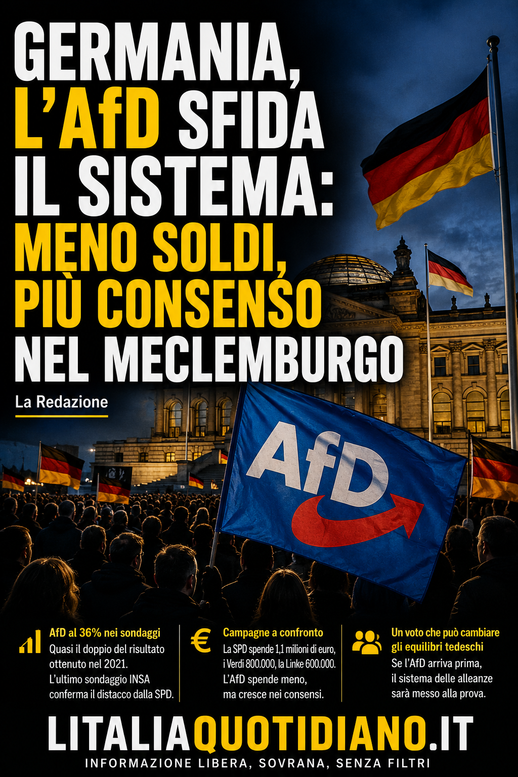 Germania, l’AfD sfida il sistema: meno soldi, più consenso nel Meclemburgo
