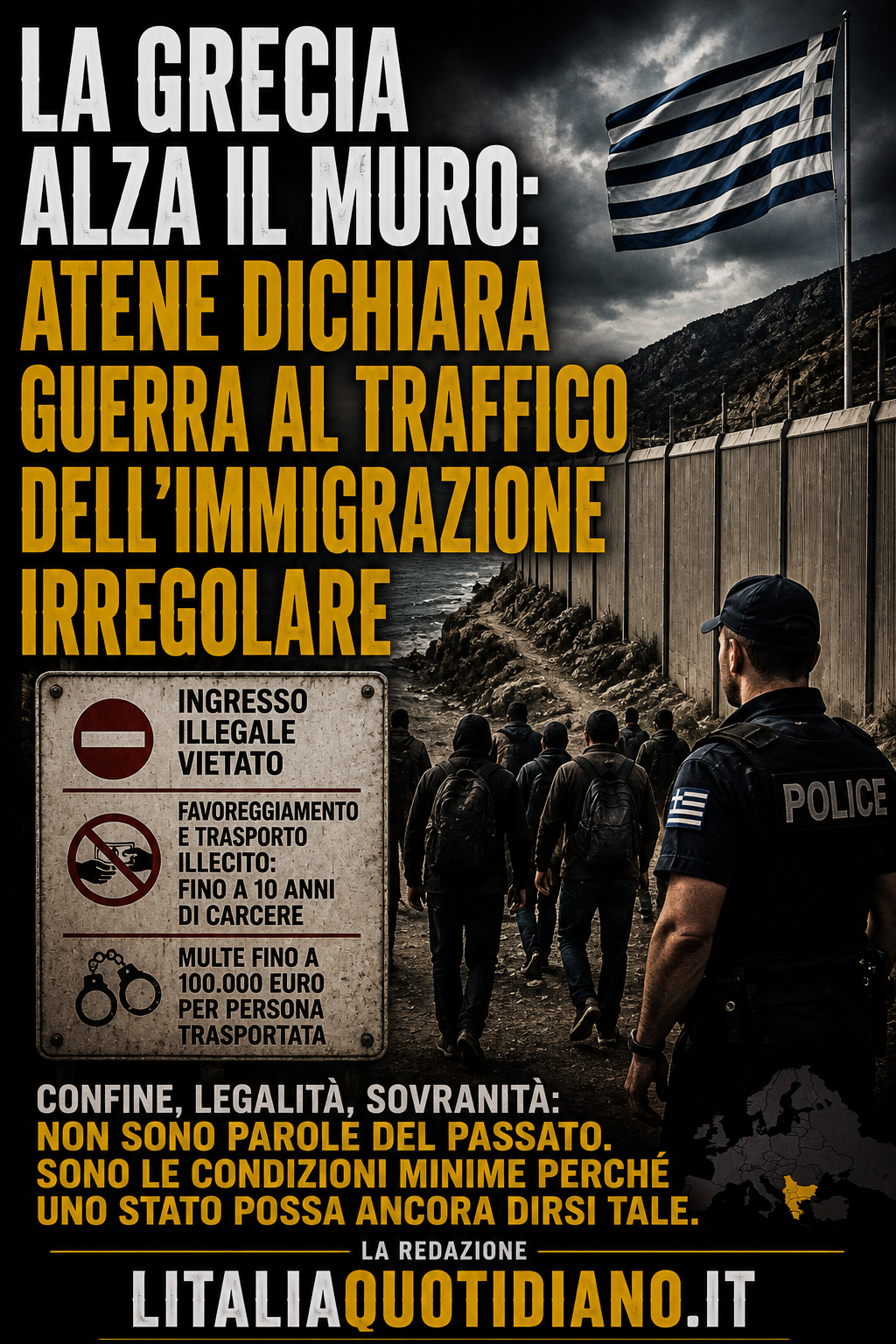 LA GRECIA ALZA IL MURO: ATENE DICHIARA GUERRA AL TRAFFICO DELL’IMMIGRAZIONE IRREGOLARE