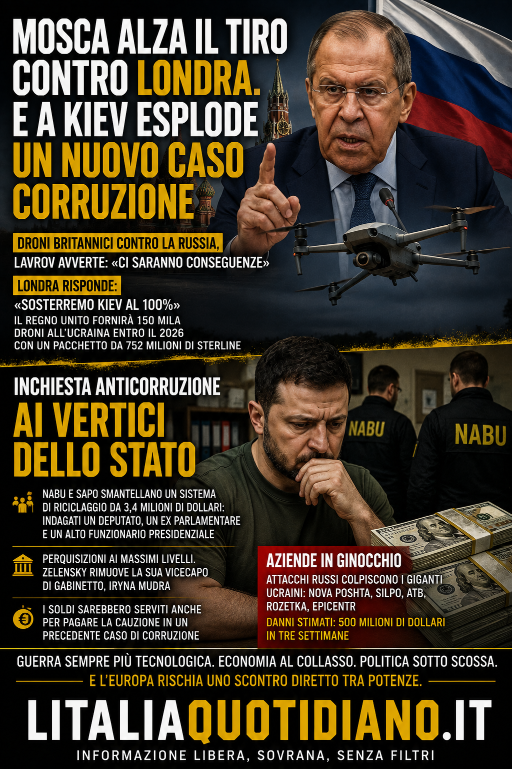Mosca alza il tiro contro Londra. E a Kiev esplode un nuovo caso corruzione
