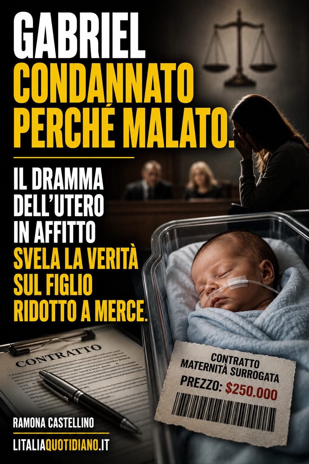 Gabriel condannato perché malato. Il dramma dell’utero in affitto svela la verità sul figlio ridotto a merce