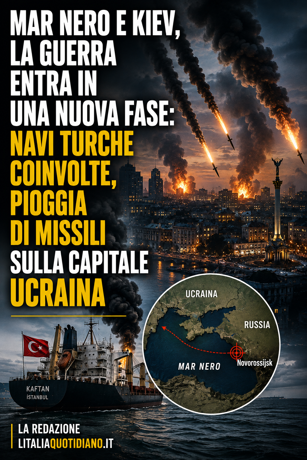 Mar Nero e Kiev, la guerra entra in una nuova fase: navi turche coinvolte, pioggia di missili sulla capitale ucraina