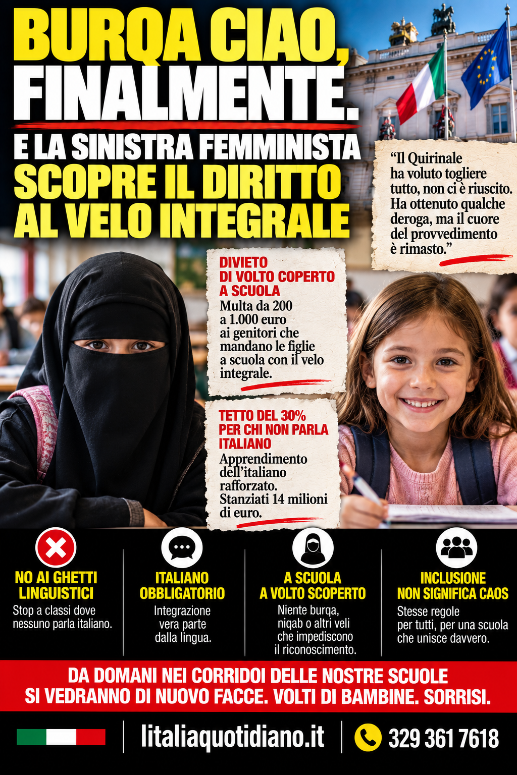BURQA CIAO, FINALMENTE. E LA SINISTRA FEMMINISTA SCOPRE IL DIRITTO AL VELO INTEGRALE