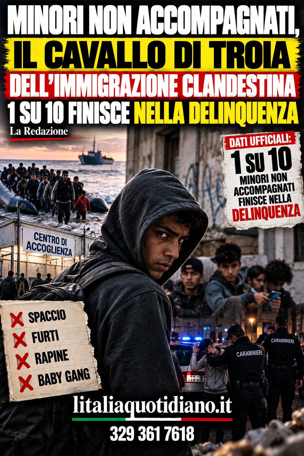MINORI NON ACCOMPAGNATI, IL CAVALLO DI TROIA DELL’IMMIGRAZIONE CLANDESTINA: 1 SU 10 FINISCE NELLA DELINQUENZA