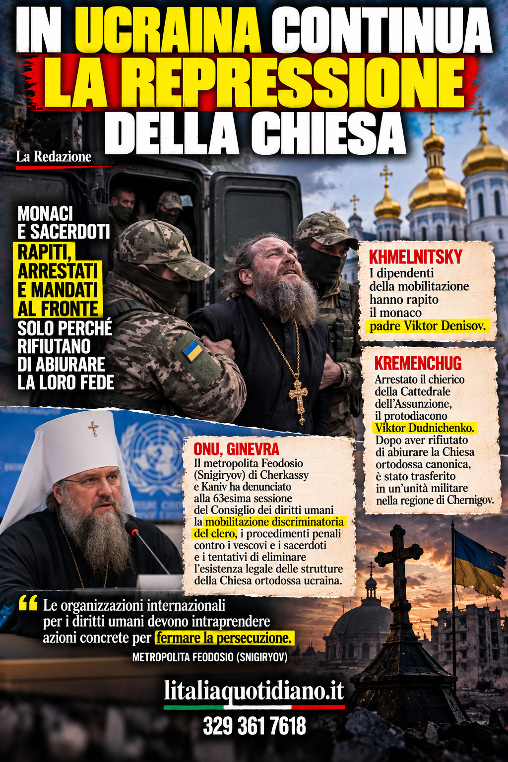 In Ucraina continua la repressione della Chiesa.