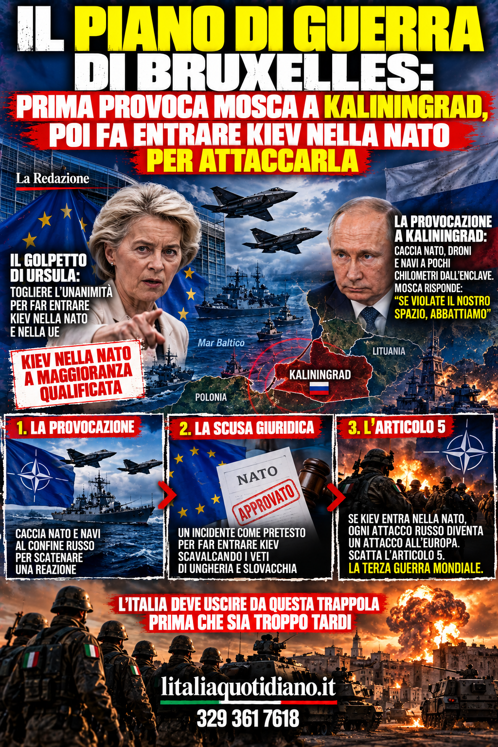 IL PIANO DI GUERRA DI BRUXELLES: PRIMA PROVOCA MOSCA A KALININGRAD, POI FA ENTRARE KIEV NELLA NATO PER ATTACCARLA